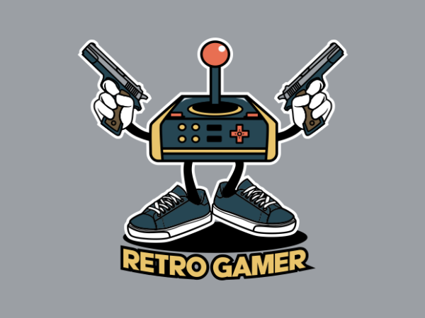 Retro game gun t shirt design online