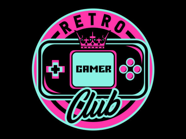 Retro gamer club badge t shirt design online