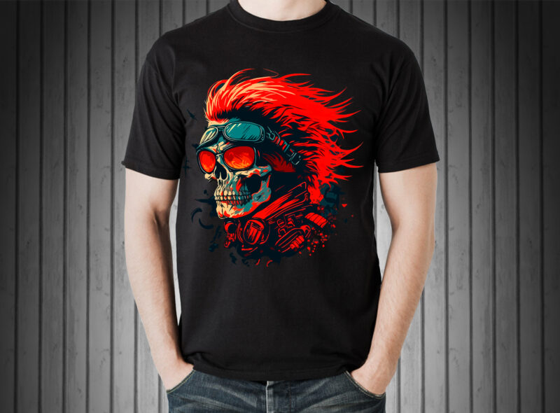 Skull Rider t-shirt vector illustration.