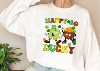 Retro St Patty_s Day, Happy Go Lucky, Vintage St Patrick_s Day T-Shirt Design, Day Drinking PNG Files, Retro Lucky Shirt NL 0302