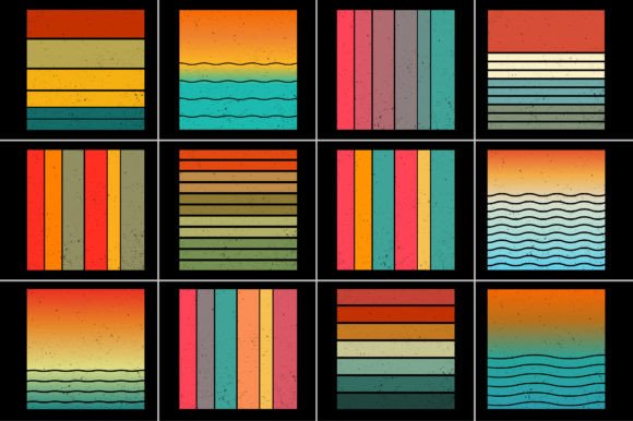 Retro Vintage Sunset Grunge Background Bundle