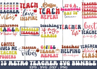 Retro teacher svg bundle