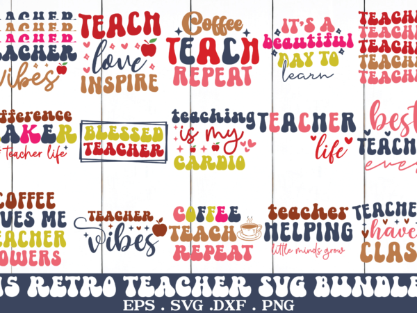 Retro teacher svg bundle t shirt design online