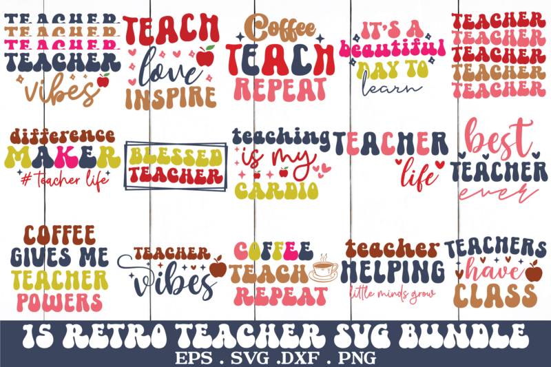 Retro Teacher SVG Bundle