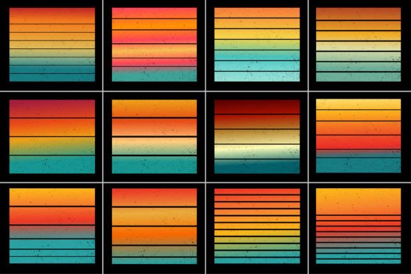 Retro Vintage Sunset Grunge Background Bundle