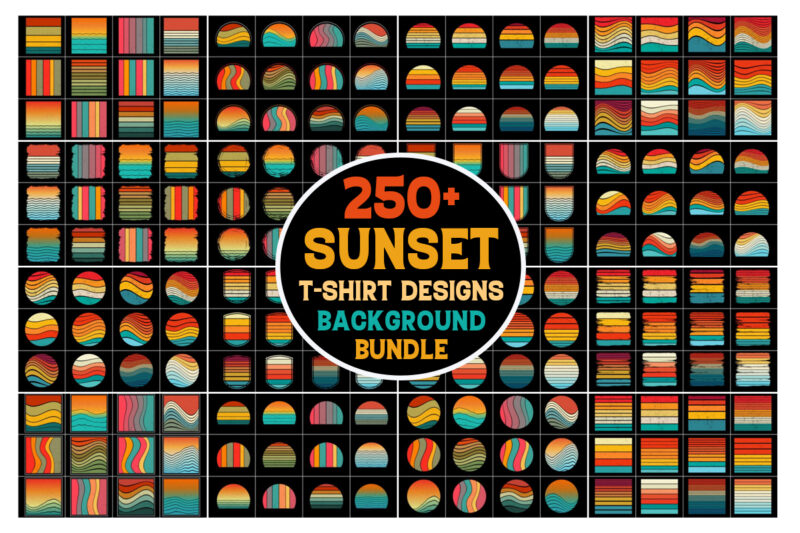 Retro Vintage Sunset Grunge Background Bundle