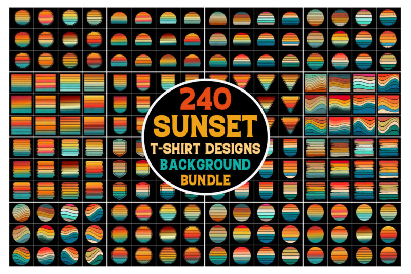 Retro Vintage Sunset Grunge Background Bundle