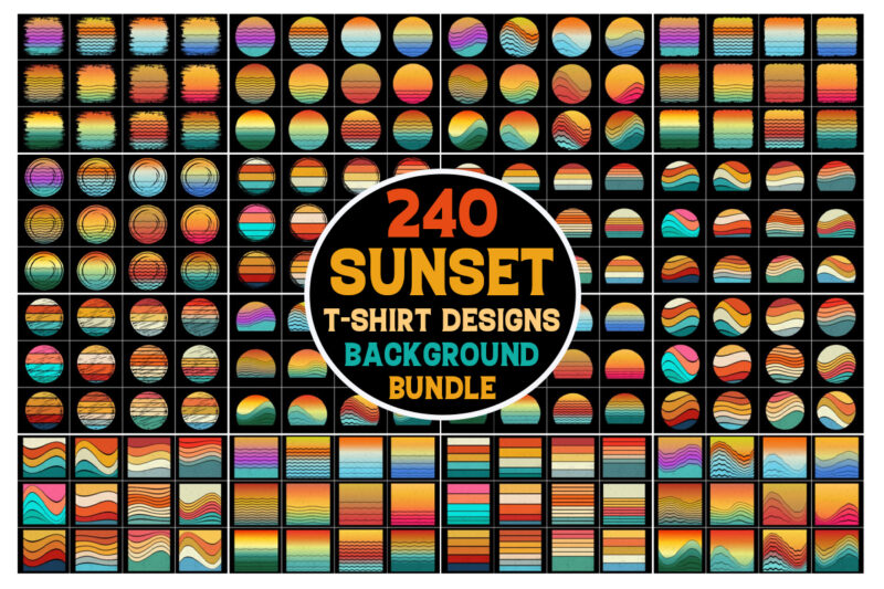 Retro Vintage Sunset Grunge Background Bundle