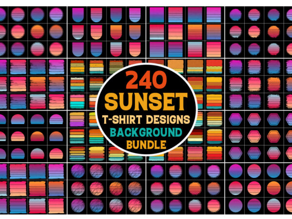 Retro vintage sunset grunge background bundle for t-shirt design