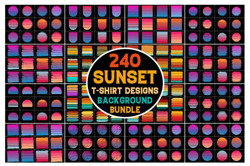 Retro Vintage Sunset Grunge Background Bundle for T-Shirt Design