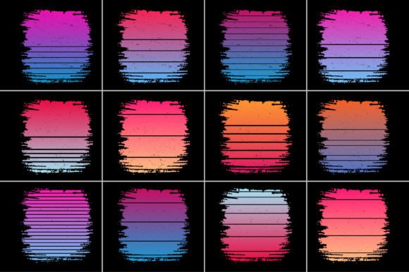 Retro Vintage Sunset Grunge Background Bundle for T-Shirt Design