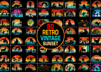 Retro Vintage Sunset Mega Bundle t shirt design online