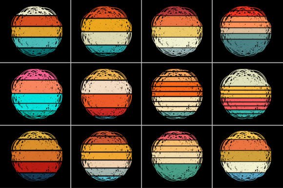 Retro Vintage Sunset Grunge Background Bundle