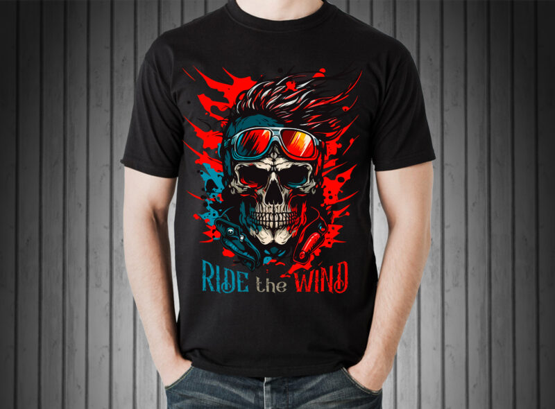 Skull Rider t-shirt vector illustration.