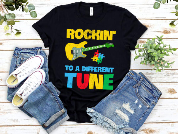 Rockin to different tune guitar autism awareness music kids nl 0102 t shirt design online