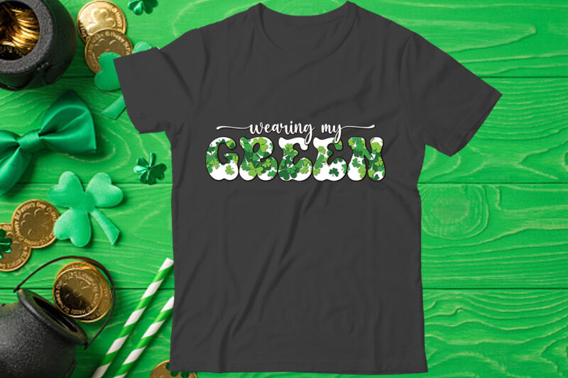 Wearing My Green Sublimation Design, St Patrick's Day Bundle,St Patrick's Day SVG Bundle,Feelin Lucky PNG, Lucky Png, Lucky Vibes, Retro Smiley Face, Leopard Png, St Patrick's Day Png, St. Patrick's