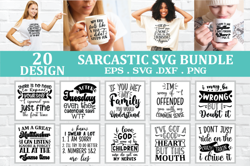 Sarcastic SVG Bundle – Sassy Funny Quotes for Coffee Mugs