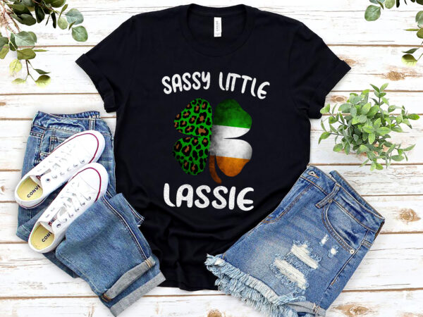 Sassy little lassie baby toddler girls kids st patricks day leopard nl 1302 t shirt template vector