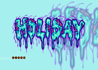 Scary melting font holiday lettering word illustrations