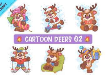 Set of Cartoon Deers 02. Clipart. t shirt template vector
