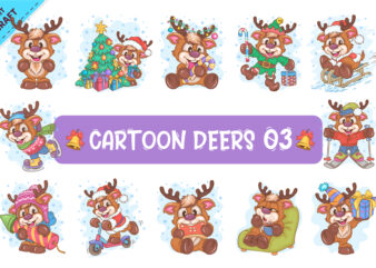 Set of Cartoon Deers 03. Clipart. t shirt template vector