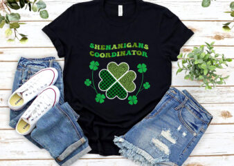 Shenanigans Coordinator Funny St Patricks Day Teacher Leopard Plaid NL 3101 t shirt template vector