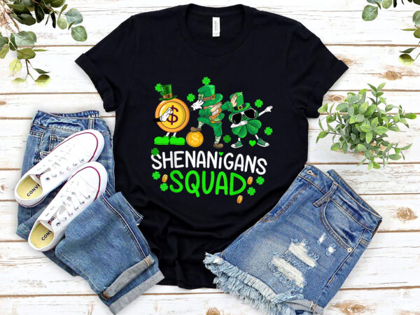Shenanigans squad leprechaun shamrock lucky coin happy st patrick_s day nl 3101 t shirt template vector