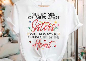 Sister Mug, Side by Side Or Miles Apart Sisters Will Always Be Connected By Heart Women, Mom, Daughter, Best Sister Ever Mug, Sister Birthday Gift Coffee Cup PC t shirt template vector