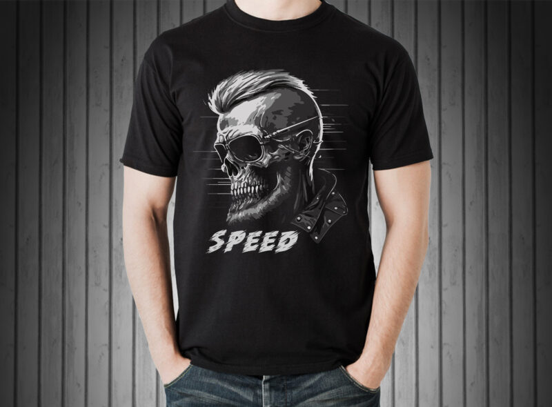 Skull Rider t-shirt vector illustration.