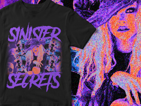Sinister secrets, streetwear, t-shirt design, horror streetwear t-shirt design