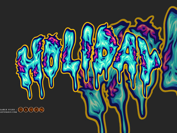 Spooky holiday melting font lettering word illustrations t shirt template vector Spooky holiday melting font lettering word illustrations t shirt template vector