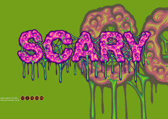 Spooky melting words scary lettering text illustration t shirt template vector