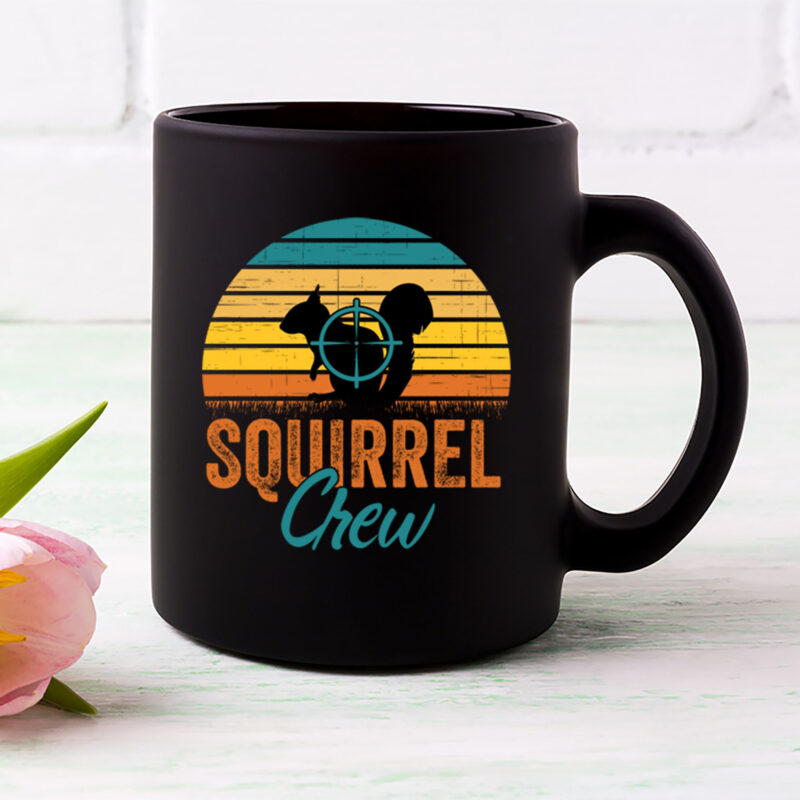 Squirrel Crew Mug, Funny Squirrel Hunting Coffee Cup For Hunters, Cute Hunting Gift Idea For Men, Squirrel Shooting Mug For Dads PL
