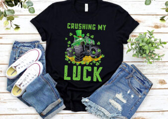 St Patricks Day Boys Kids Crushing My Luck Monster Truck NL 1802 t shirt template vector
