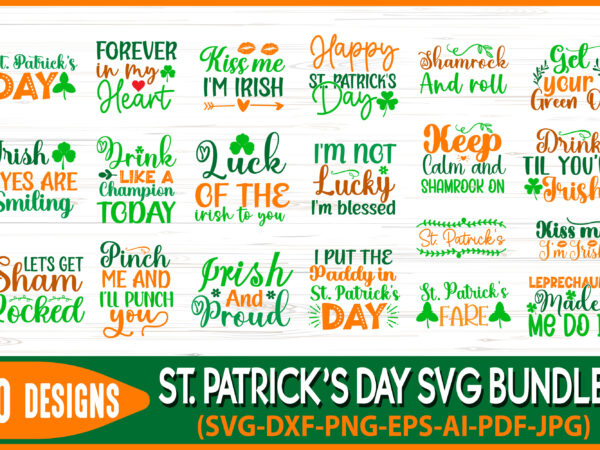 20 st. patrick’s svg t-shirt design bundle, saint patrick’s t-shirt design bundle