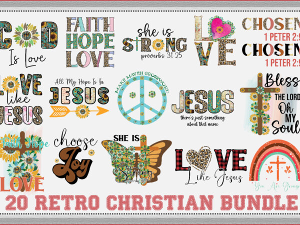 20 retro christian sublimation bundle