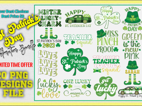 St.patrick’sday sublimation bundle t shirt template vector