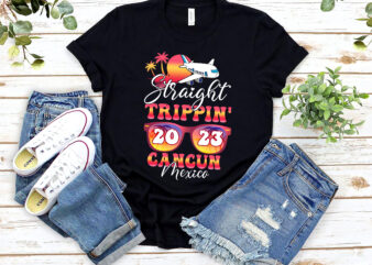 Straight Trippin_ 2023 Family Vacation Matching Family Group Cancun NL t shirt template vector