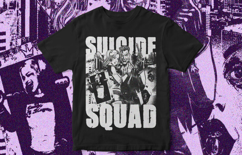 Suicide Squad, Fan Art, Streetwear, T-Shirt Design, Harley Quin, Joker, Graphic T-Shirt Design
