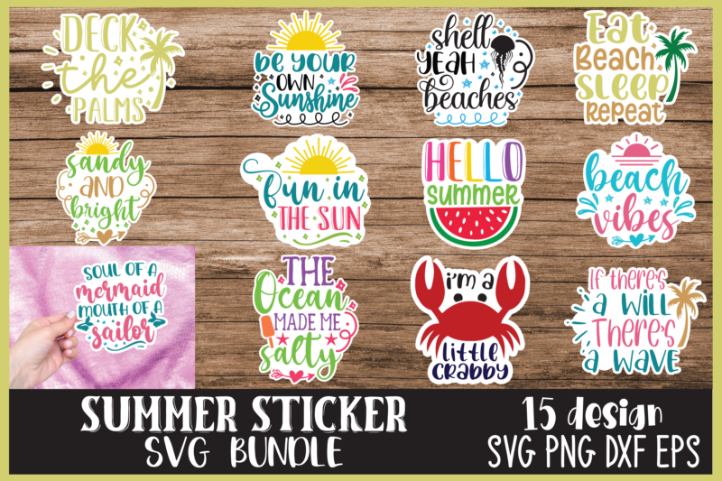 Summer Sticker Bundle, Stickers SVG