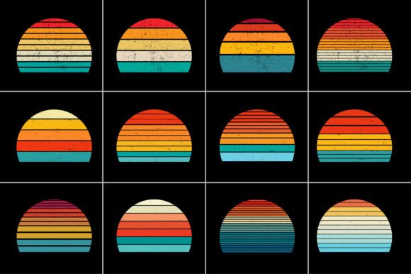 Retro Vintage Sunset Grunge Background Bundle