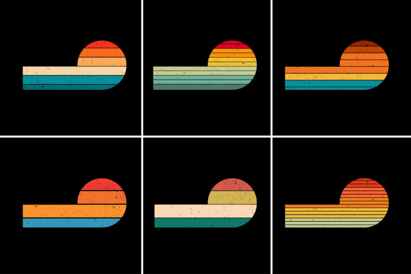 Retro Vintage Sunset Background for T-Shirt Design