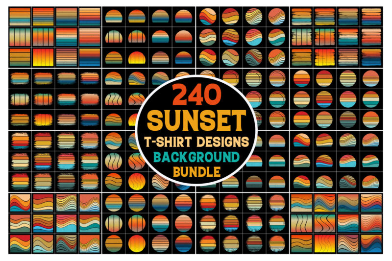 Sunset Retro Vintage Background Bundle