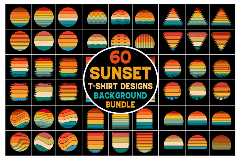 Retro Vintage Sunset Background for T-Shirt Design