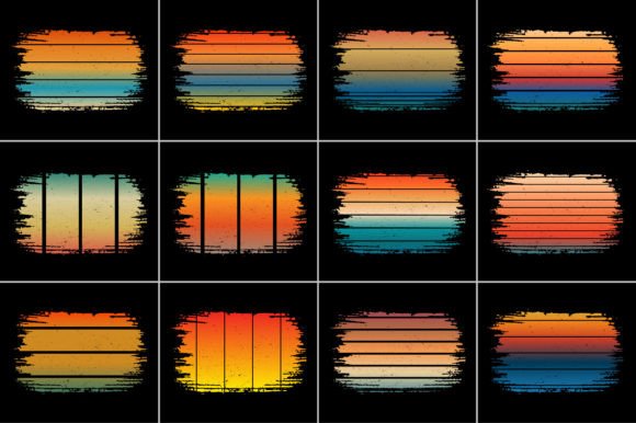 Sunset Retro Vintage Background Bundle