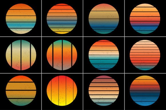 Sunset Retro Vintage Background Bundle