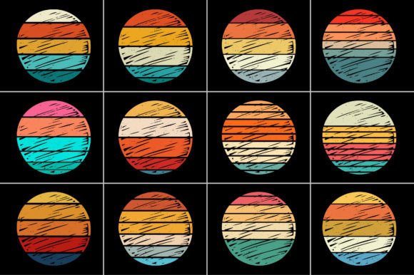 Retro Vintage Sunset Grunge Background Bundle