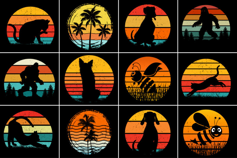 Sunset T-Shirt Design Graphic Bundle,Retro Vintage Sunset Background.Retro Sunset Background,Vintage Retro Background,Vintage Sunset Background,Retro Colorful Background,Vintage Colorful Background,T Shirt Vector Elements,Vintage Circle Sunset,retro Circle Sunset,Sunset Graphic Design,Half Circle Vintage,Retro Striped