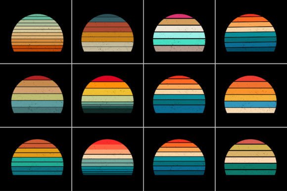 Retro Vintage Sunset Grunge Background Bundle