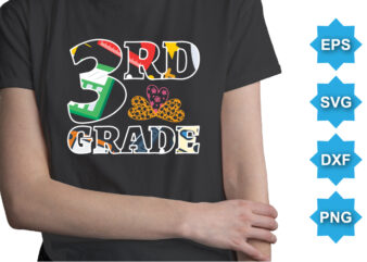 3RD Grade, Happy back to school day shirt print template, typography design for kindergarten pre k preschool, last and first day of school, 100 days of school shirt